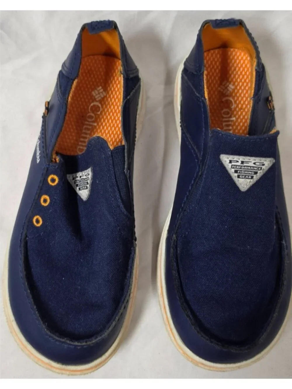 Columbia Bahama PFG Size 1 Navy Blue, Slip On Omni Grip Fish Outdoors Kids Shoes